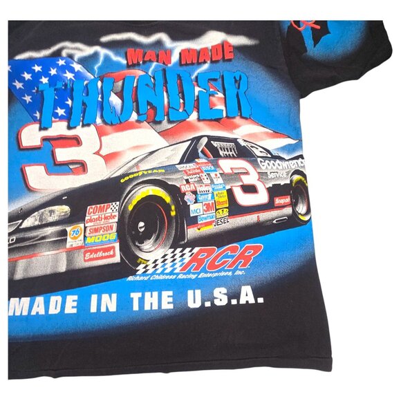 Dale Earnhardt Vtg 90s All Over Print NASCAR Racing XL T-Shirt Man Made Thunder - Picture 5 of 16